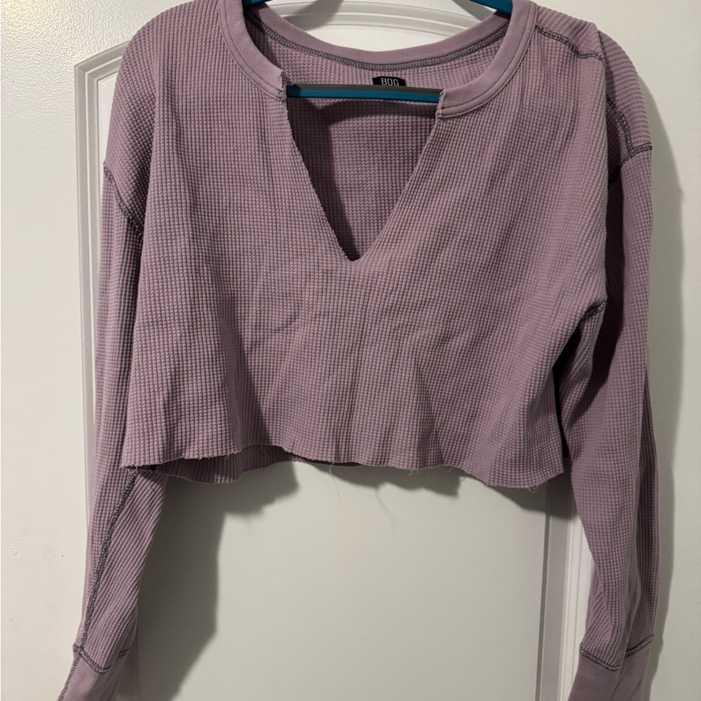 BDG Lavender Long Sleeve Crop Top